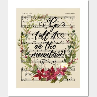 Go Tell it On the Mountain, Christmas Floral Hymn Posters and Art